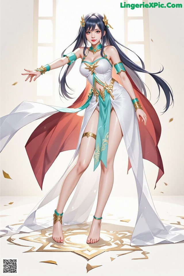 Hentai - Under the Radiance of Celestial Grace Set.1 20250106 Part 7 No.ea4bf0 A woman in a white dress with a red cape.