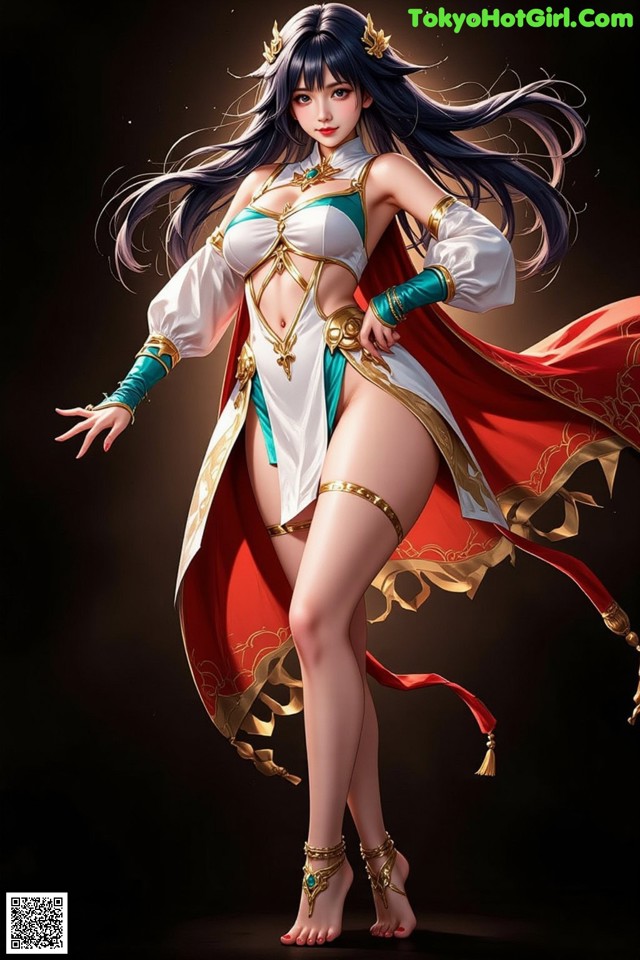 Hentai - Under the Radiance of Celestial Grace Set.2 20250124 Part 17 No.faa16f A woman in a white and red outfit with a red cape.