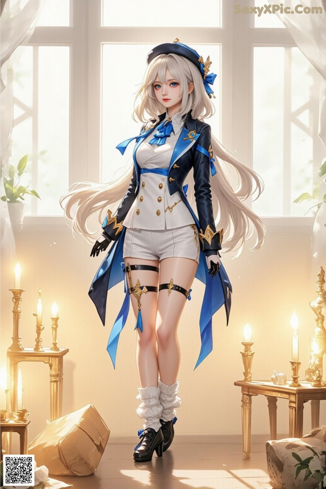 Hentai - Luminous Charm of the Aquatic Enchantress Set.2 20250126 Part 1 No.80d4ce A woman in a blue and white outfit standing in front of a window.